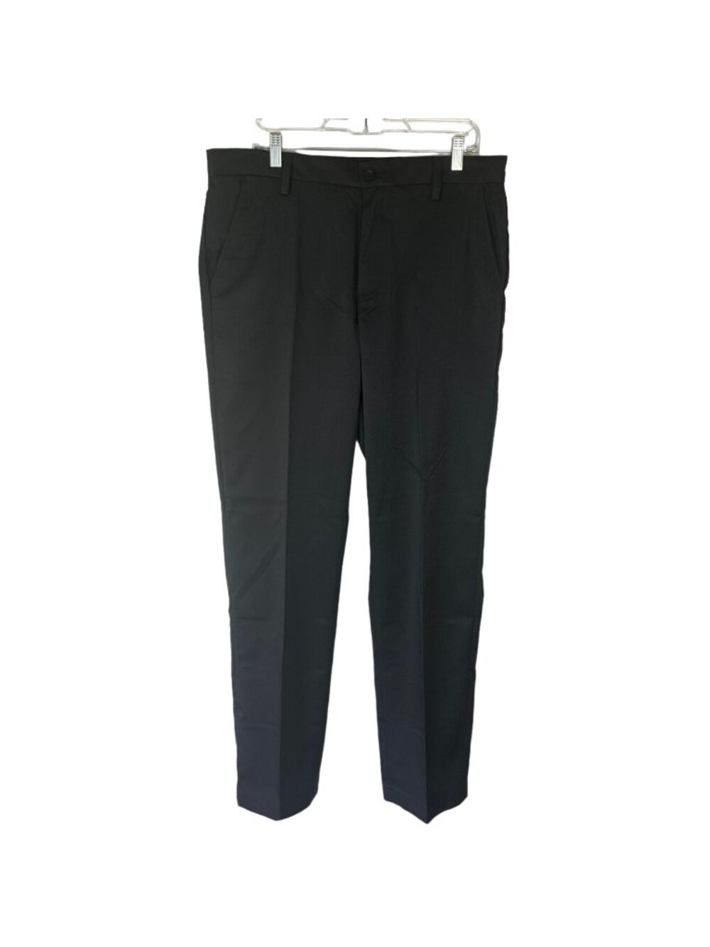 Essentials Slim Fit Dress Pants Flat Front Mens Size 34 Black New Button Closure